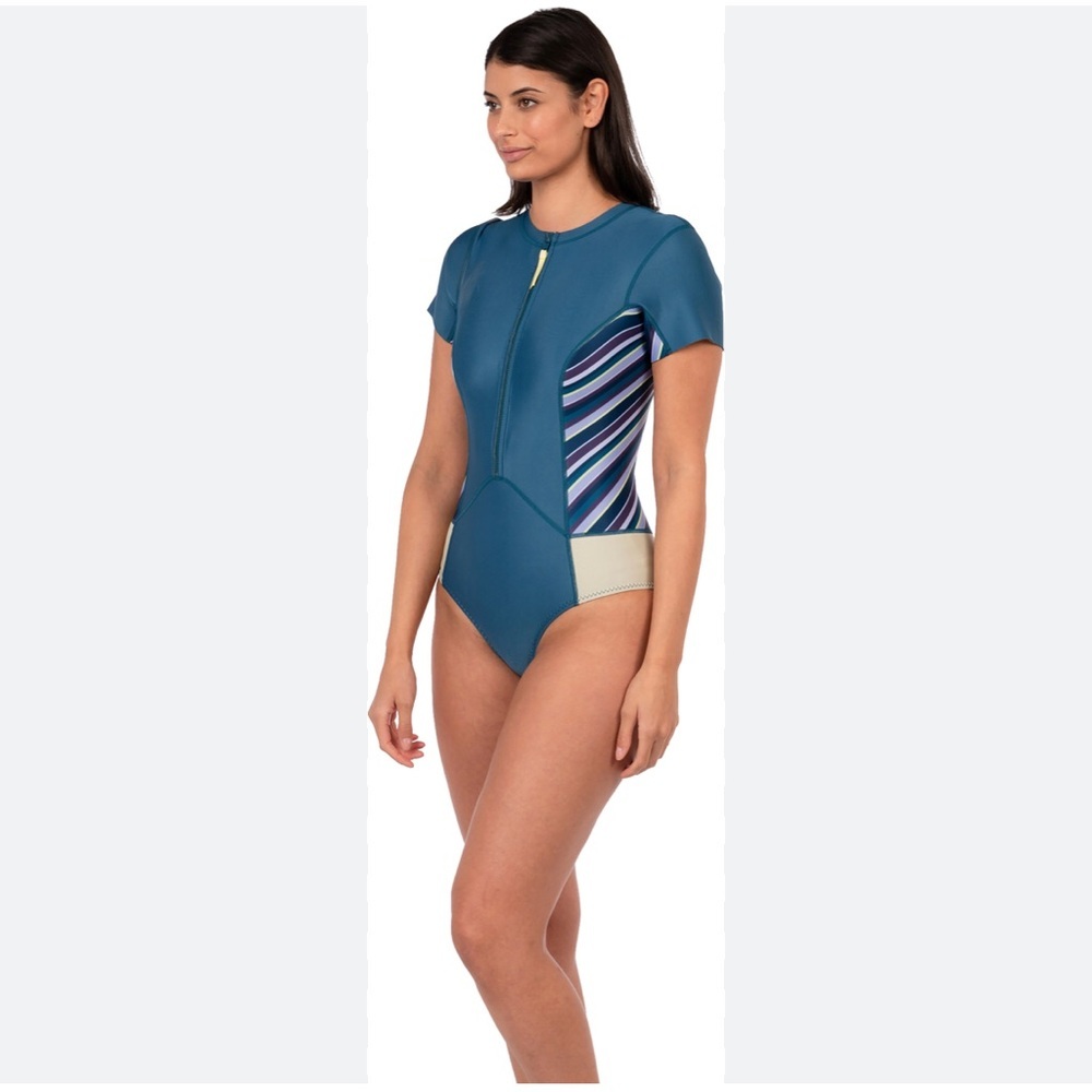 Level Six 1.2mm Women's Blue Short Sleeve Front Zip Wetsuit Size XL